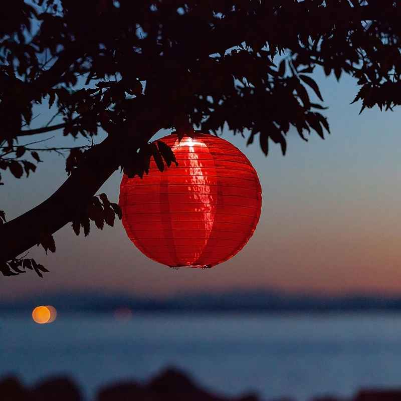 Festival Nylon Solar Lantern - Red